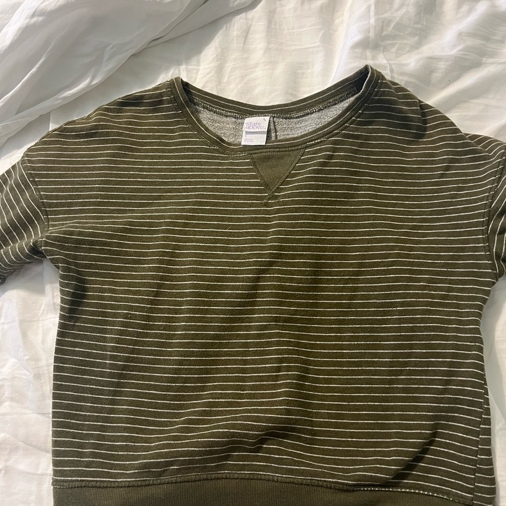 wild fable striped green short sleeve sweatshirt size small